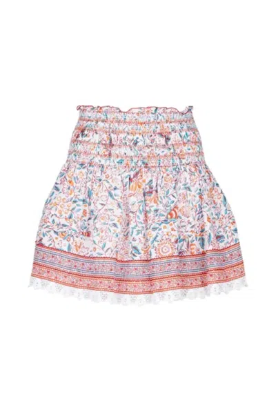 Poupette St Barth Mini Skirt Galia Red Menton Cotton Plumeti In Pink