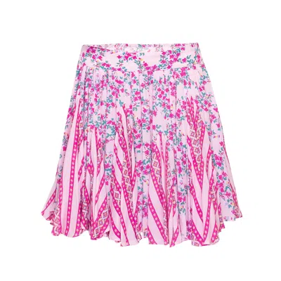 Poupette St Barth Mini Skirt Lisa Pink Kookoo Bird In Multi