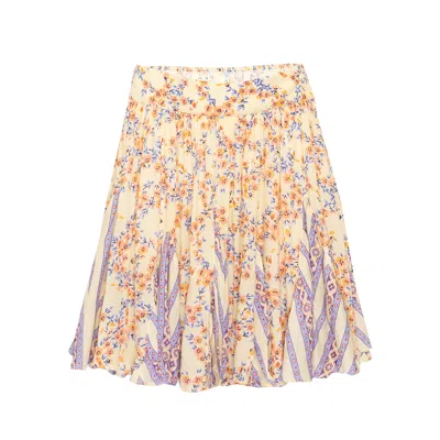Poupette St Barth Mini Skirt Lisa Yellow Kookoo Bird In Pink