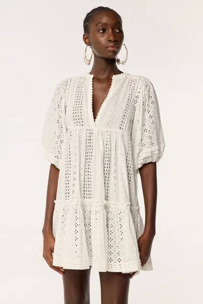 Poupette St Barth Aria Broderie Anglaise Cotton Minidress In Natural White