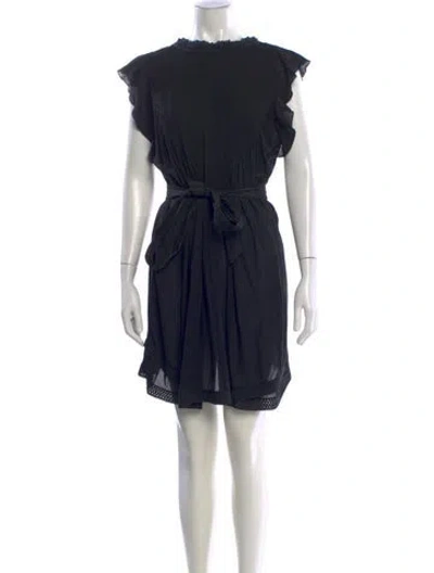 Pre-owned Poupette St Barth Mock Neck Mini Dress In Black