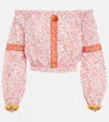Poupette St Barth Nana Floral Cotton Crop Top In Pink Magnolia