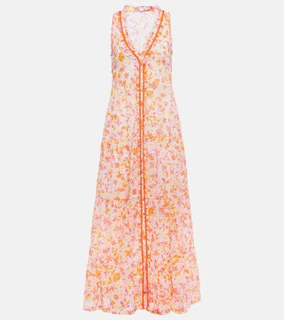 Poupette St Barth Nana Floral Cotton Maxi Dress In Pink Monaco
