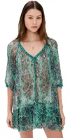 Poupette St Barth Nava Poncho Mint Exotic Forest In Mint Exotic Forest