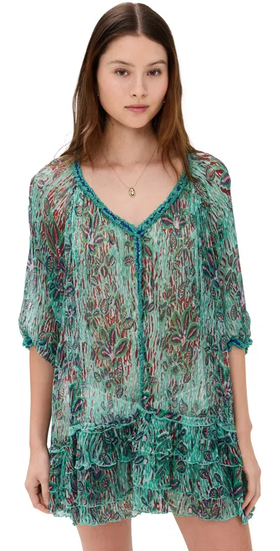 Poupette St Barth Nava Poncho Mint Exotic Forest