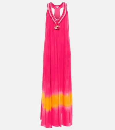 Poupette St Barth Nava Tie-dye Maxi Dress In Fuchsia Orange