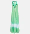 Poupette St Barth Nava Tie-dye Maxi Dress In Green White
