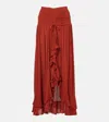Poupette St Barth Neree Asymmetric Maxi Skirt In Brown
