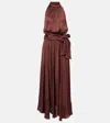 Poupette St Barth Nina Halterneck Satin Maxi Dress In Burgundy