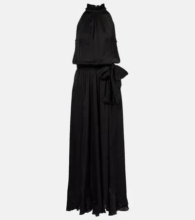 Poupette St Barth Nina Satin Gown In Black