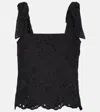 Poupette St Barth Noa Broderie Anglaise Cotton Top In Black