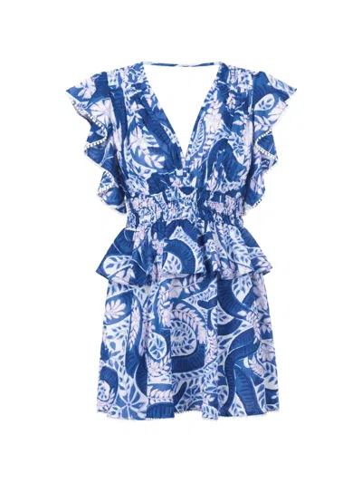 Poupette St Barth Noemi Paisley-print Mini Dress In Blue
