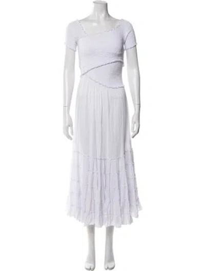 Pre-owned Poupette St Barth Off-the-shoulder Long Dress In White
