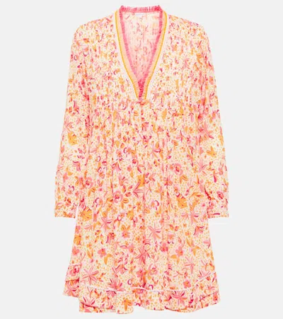 Poupette St Barth Ola Floral Rayon Georgette Minidress In Pink Monaco