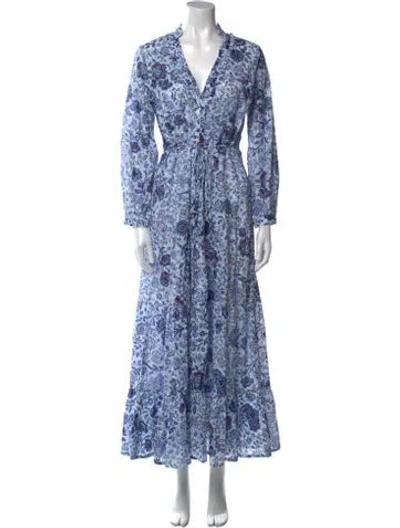Pre-owned Poupette St Barth Paisley Print Long Dress In Blue