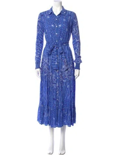 Pre-owned Poupette St Barth Paisley Print Long Dress In Blue