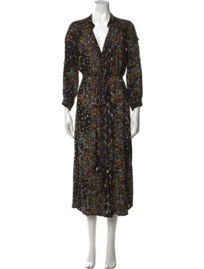 Pre-owned Poupette St Barth Paisley Print Midi Length Dress In Black