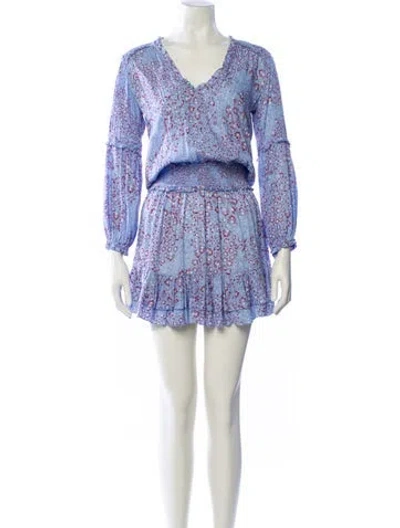 Pre-owned Poupette St Barth Paisley Print Mini Dress In Blue