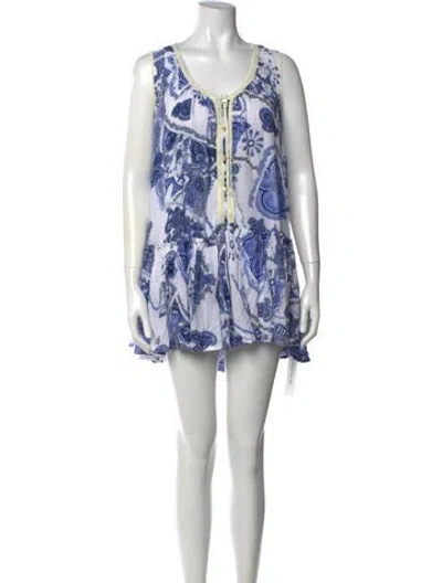 Pre-owned Poupette St Barth Paisley Print Mini Dress In Blue