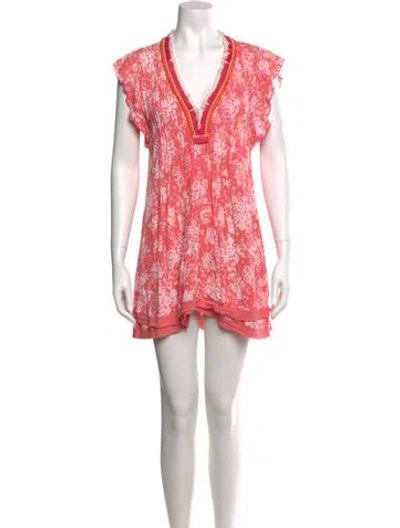 Pre-owned Poupette St Barth Paisley Print Mini Dress In Orange