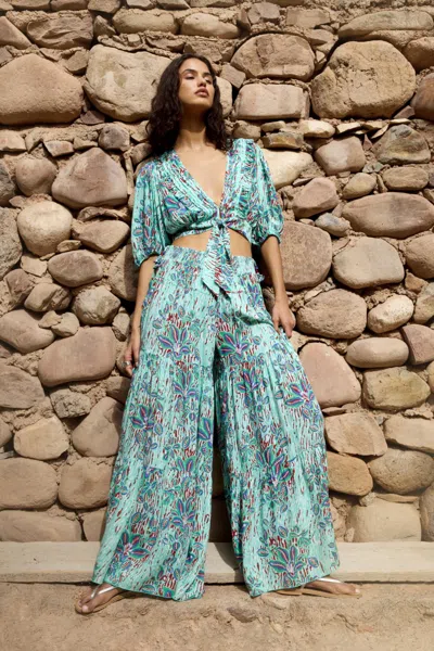 Poupette St Barth Pant Soledad In Mint Exotic Forest