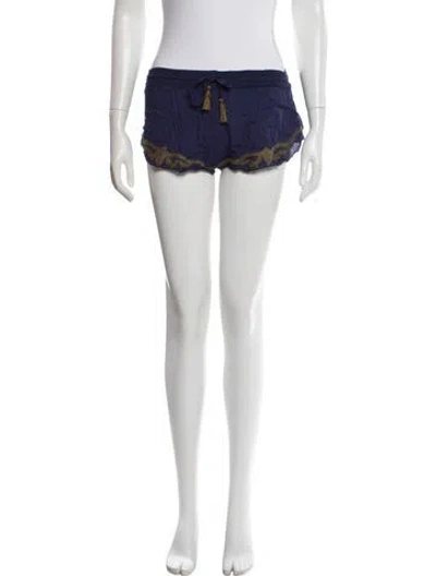 Pre-owned Poupette St Barth Patterned Mini Shorts In Blue