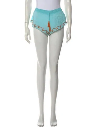 Pre-owned Poupette St Barth Patterned Mini Shorts In Blue
