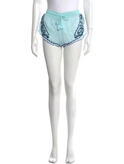 Pre-owned Poupette St Barth Patterned Mini Shorts In Blue
