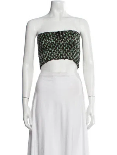 Pre-owned Poupette St Barth Patterned Strapless Crop Top In Pink