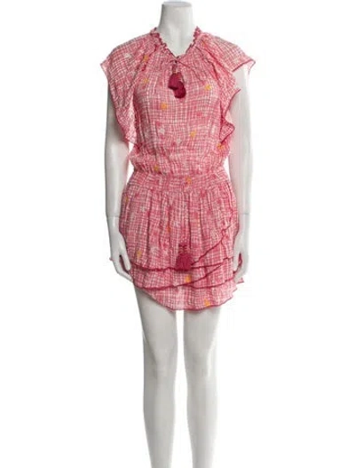 Pre-owned Poupette St Barth Plaid Print Mini Dress In Pink