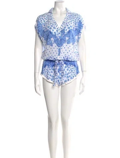 Pre-owned Poupette St Barth Poupette St Bath Printed Romper In Blue