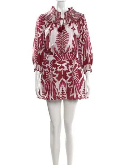Pre-owned Poupette St Barth Printed Cowl Neck Romper In Pink