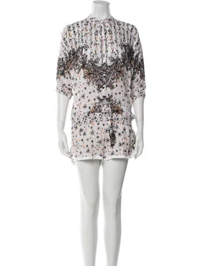 Pre-owned Poupette St Barth Printed Crew Neck Romper In Multi