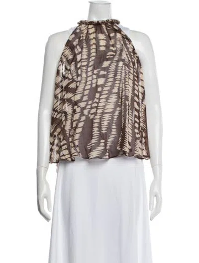Pre-owned Poupette St Barth Printed Halterneck Blouse In Brown