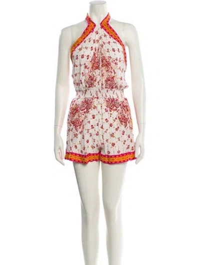 Pre-owned Poupette St Barth Printed Halterneck Romper In Multi