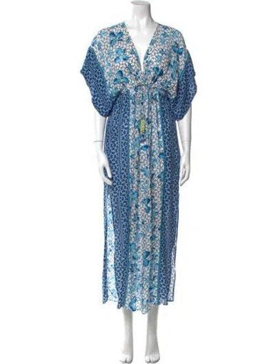 Pre-owned Poupette St Barth Printed Knee-length Dress In Blue