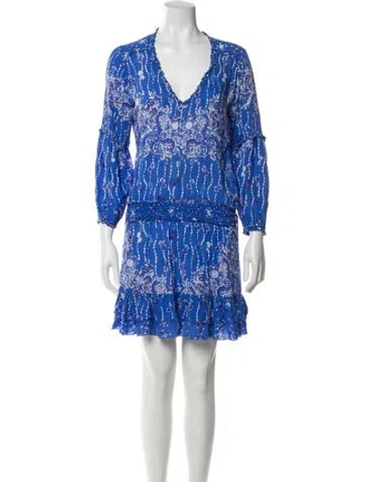 Pre-owned Poupette St Barth Printed Knee-length Dress In Blue