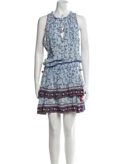 Pre-owned Poupette St Barth Printed Knee-length Dress In Blue
