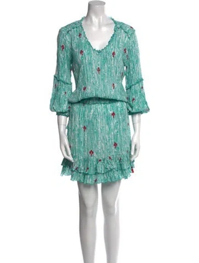 Pre-owned Poupette St Barth Printed Knee-length Dress In Blue