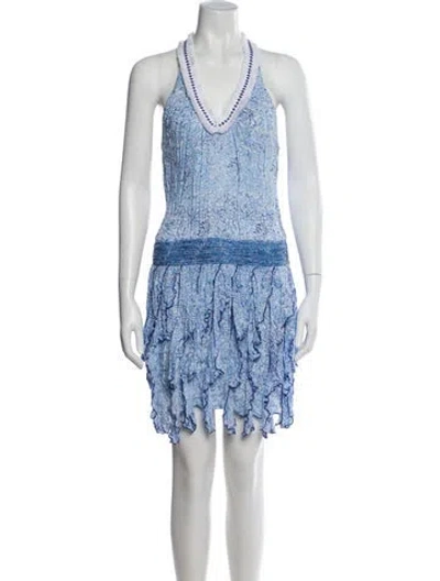 Pre-owned Poupette St Barth Printed Knee-length Dress In Blue