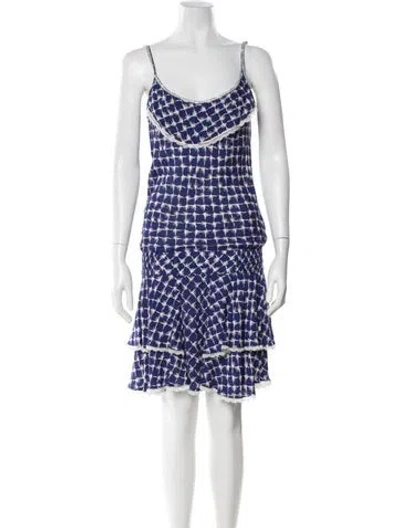 Pre-owned Poupette St Barth Printed Knee-length Dress In Blue