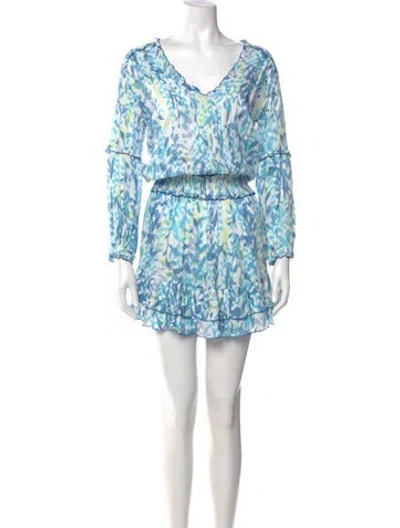 Pre-owned Poupette St Barth Printed Knee-length Dress In Blue