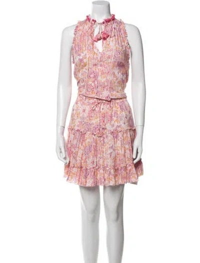 Pre-owned Poupette St Barth Printed Knee-length Dress In Pink