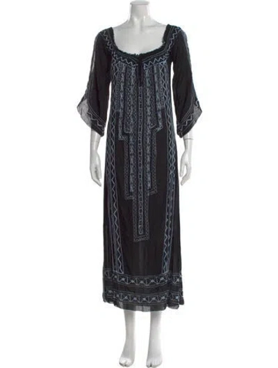 Pre-owned Poupette St Barth Printed Long Dress In Black