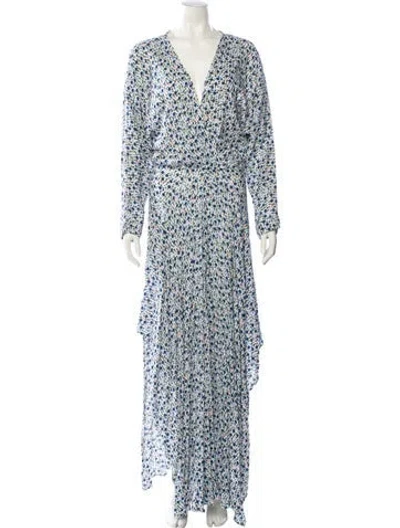 Pre-owned Poupette St Barth Printed Long Dress In Blue