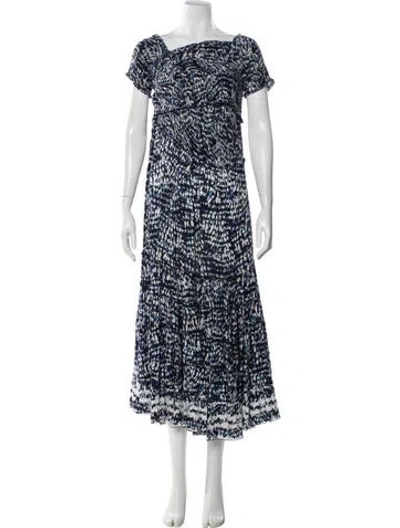 Pre-owned Poupette St Barth Printed Long Dress In Blue