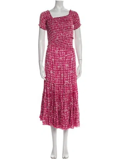 Pre-owned Poupette St Barth Printed Long Dress In Pink