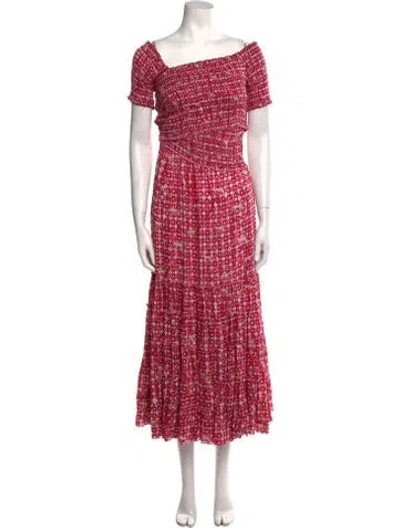 Pre-owned Poupette St Barth Printed Long Dress In Pink