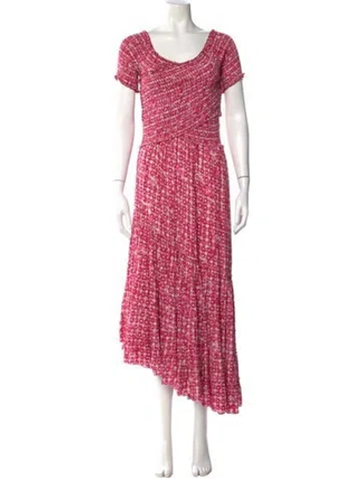Pre-owned Poupette St Barth Printed Long Dress In Pink