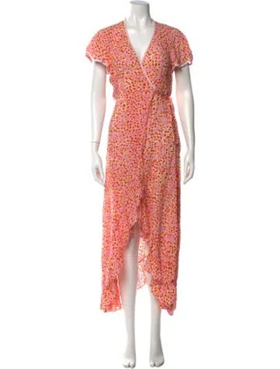 Pre-owned Poupette St Barth Printed Long Dress In Pink